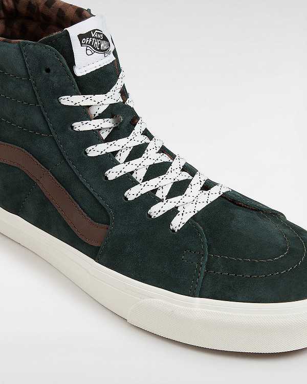 Women Vans Sk8-Hi Pig Suede Skate Shoes Green Malaysia | VN7240893