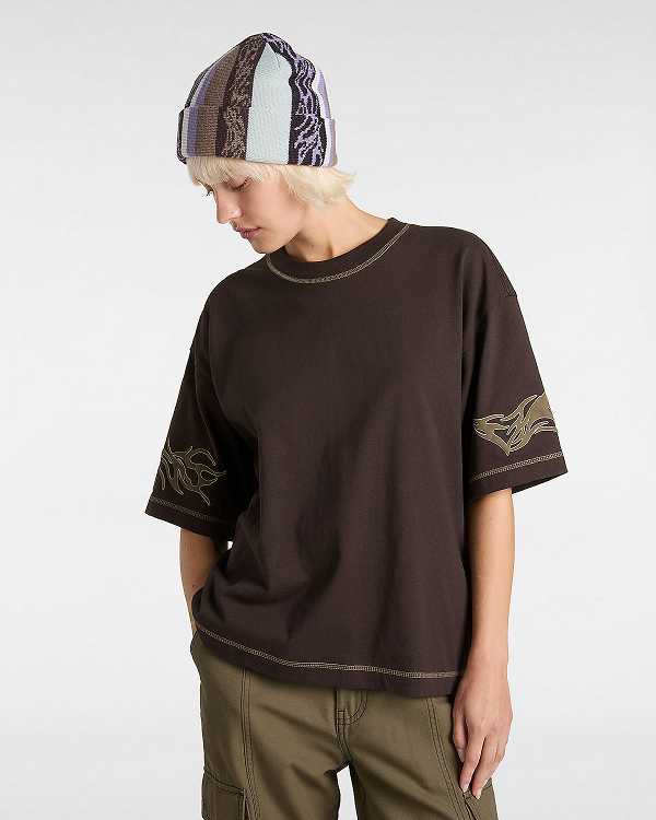 Women Vans Skate Mike Gigliotti Tribal T Shirts Brown Malaysia | VN5169238