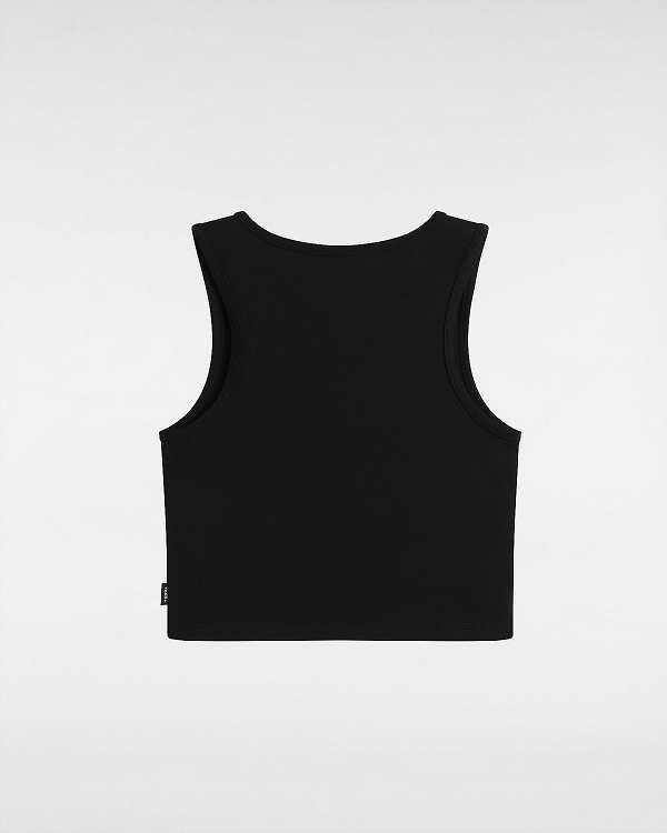 Women Vans Small Staple Fitted Crop Tank Top Black Malaysia | VN1058463