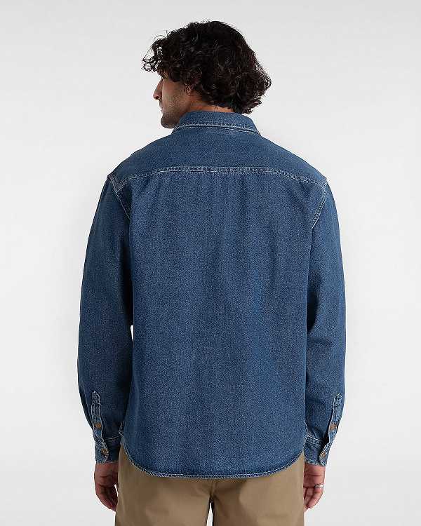 Women Vans Stevens Denim Long Sleeve Shirts Blue Malaysia | VN1096783