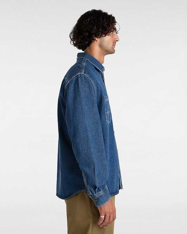 Women Vans Stevens Denim Long Sleeve Shirts Blue Malaysia | VN1096783