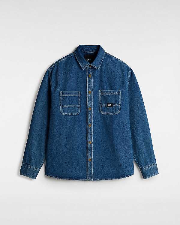 Women Vans Stevens Denim Long Sleeve Shirts Blue Malaysia | VN1096783