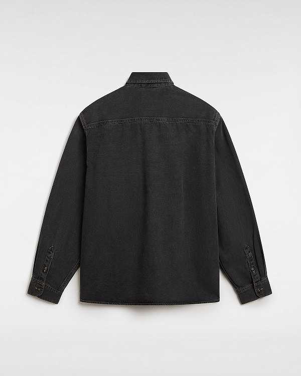 Women Vans Stevens Denim Long Sleeve Shirts Black Malaysia | VN8172409