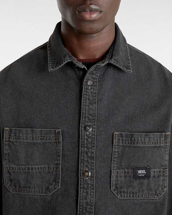 Women Vans Stevens Denim Long Sleeve Shirts Black Malaysia | VN8172409
