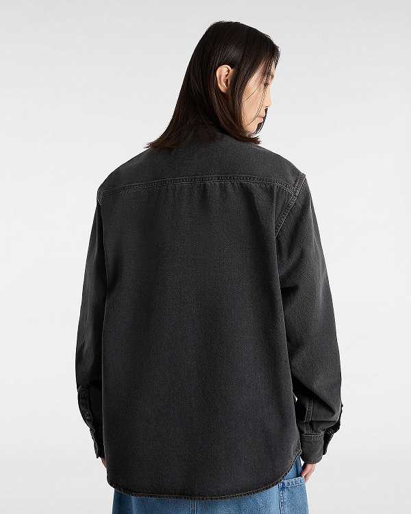 Women Vans Stevens Denim Long Sleeve Shirts Black Malaysia | VN8172409