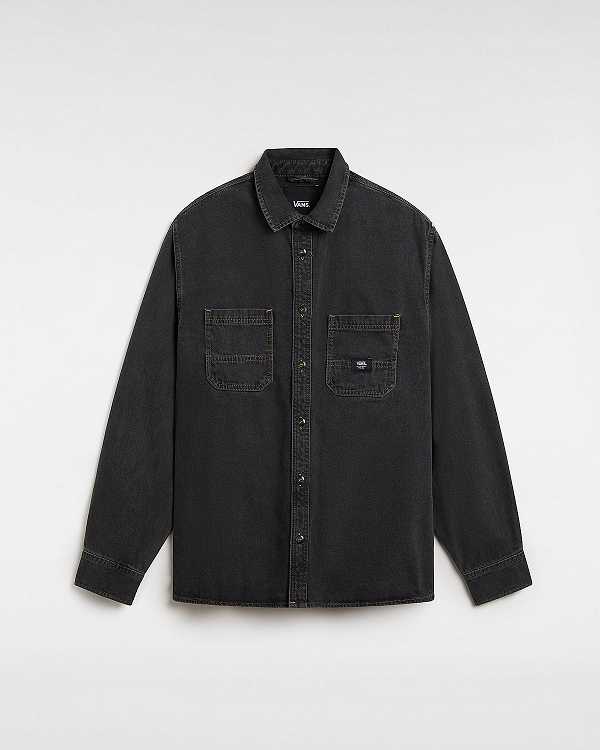 Women Vans Stevens Denim Long Sleeve Shirts Black Malaysia | VN8172409