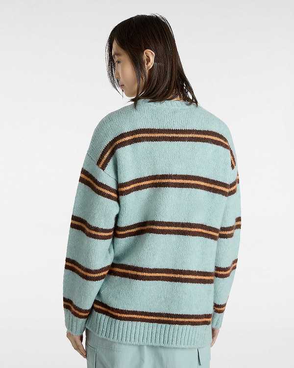 Women Vans Suzie Stripe Crew Sweater Blue Malaysia | VN2078493