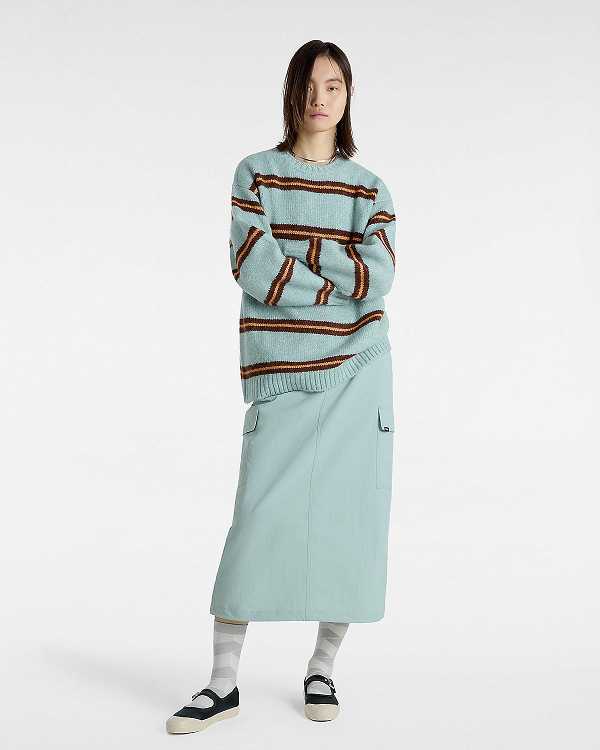 Women Vans Suzie Stripe Crew Sweater Blue Malaysia | VN2078493