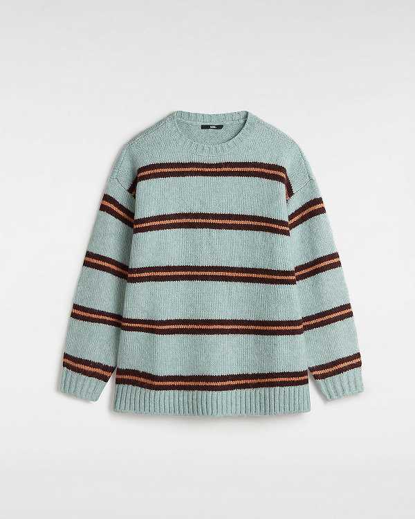 Women Vans Suzie Stripe Crew Sweater Blue Malaysia | VN2078493