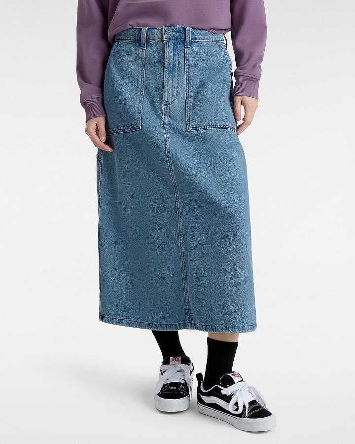 Women Vans Union Denim Carpenter Skirt Blue Malaysia | VN7609243