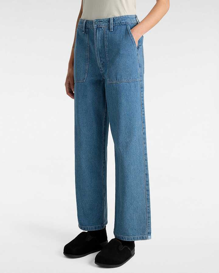 Women Vans Union Relaxed Denim Carpenter Pants Blue Malaysia | VN1796840