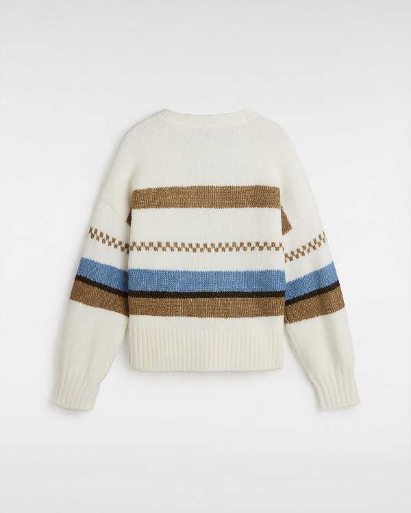 Women Vans Valerie Stripe Cardigan White Malaysia | VN5964203