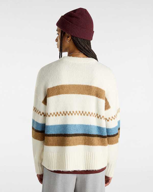 Women Vans Valerie Stripe Cardigan White Malaysia | VN5964203
