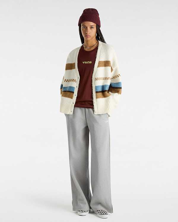 Women Vans Valerie Stripe Cardigan White Malaysia | VN5964203