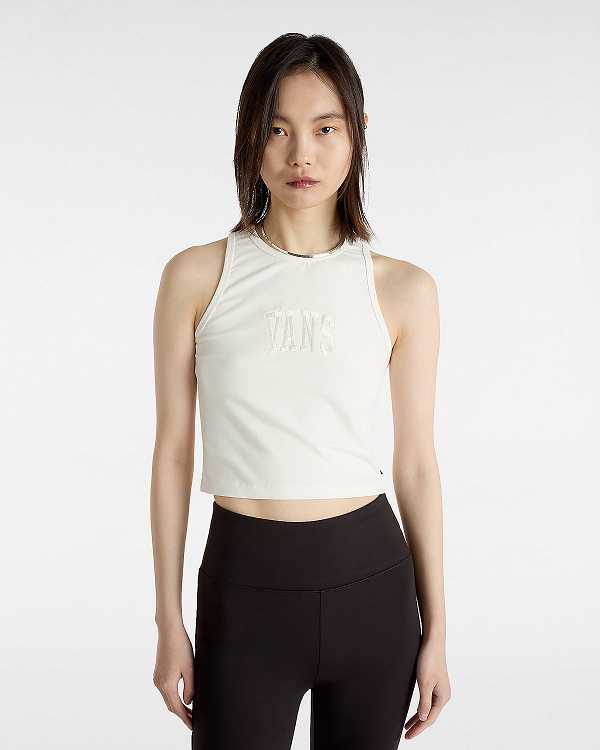 Women Vans Varsity Racer Tank Top White Malaysia | VN4092735