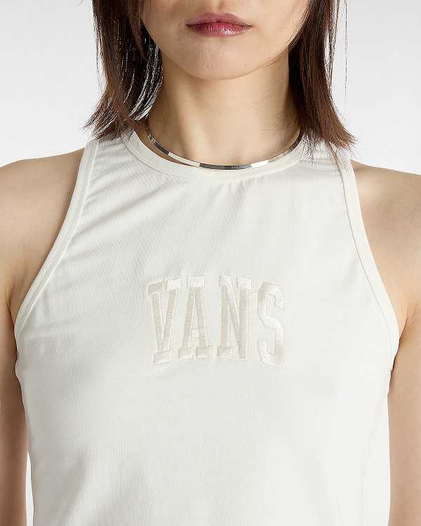 Women Vans Varsity Racer Tank Top White Malaysia | VN4092735